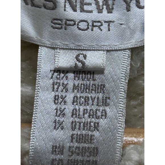 Jones New York Sport Hand Knit Mohair Wool Sweater S Long Cardigan Cream Zip - Picture 8 of 9